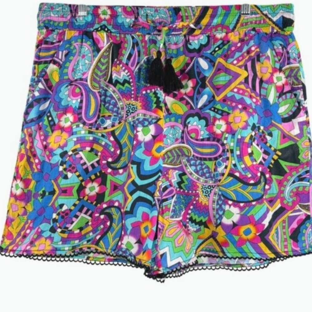 Johnny Was Womens  Demarne Pull-On Short, Multi Color Size M